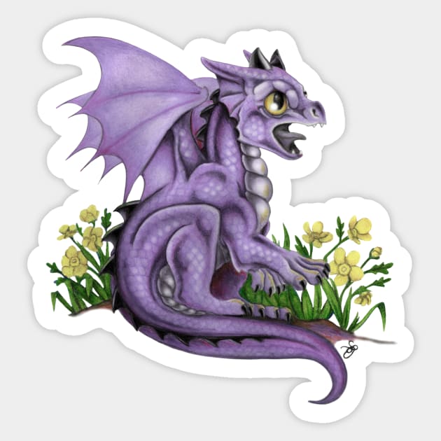 Adorable Lilac Baby Dragon Sticker by Sandra Staple